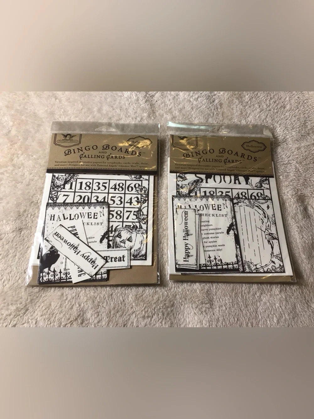 Halloween Bingo Boards & Calling Cards - Black and White